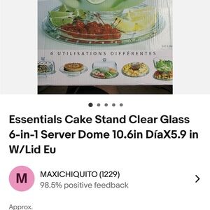 Essentials Clear Glass 6-in-1 Cake Stand with Dome